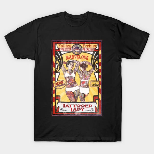 The Tattooed Lady Sideshow Poster T-Shirt by ImpArtbyTorg